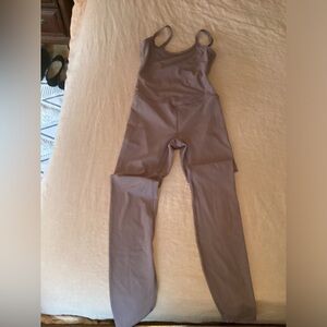 All in Motion Beige Sleeveless Jumpsuit